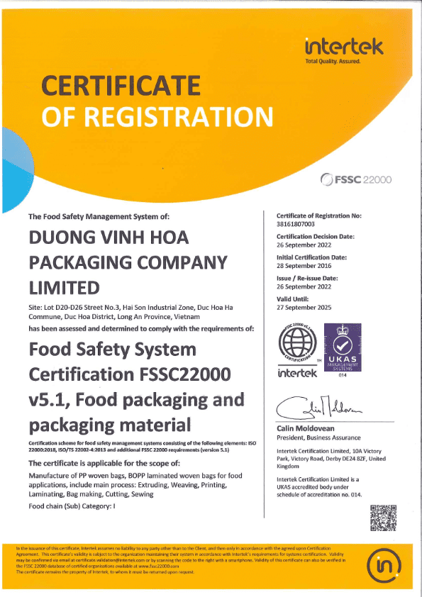 DVH_FSSC22000 Certification